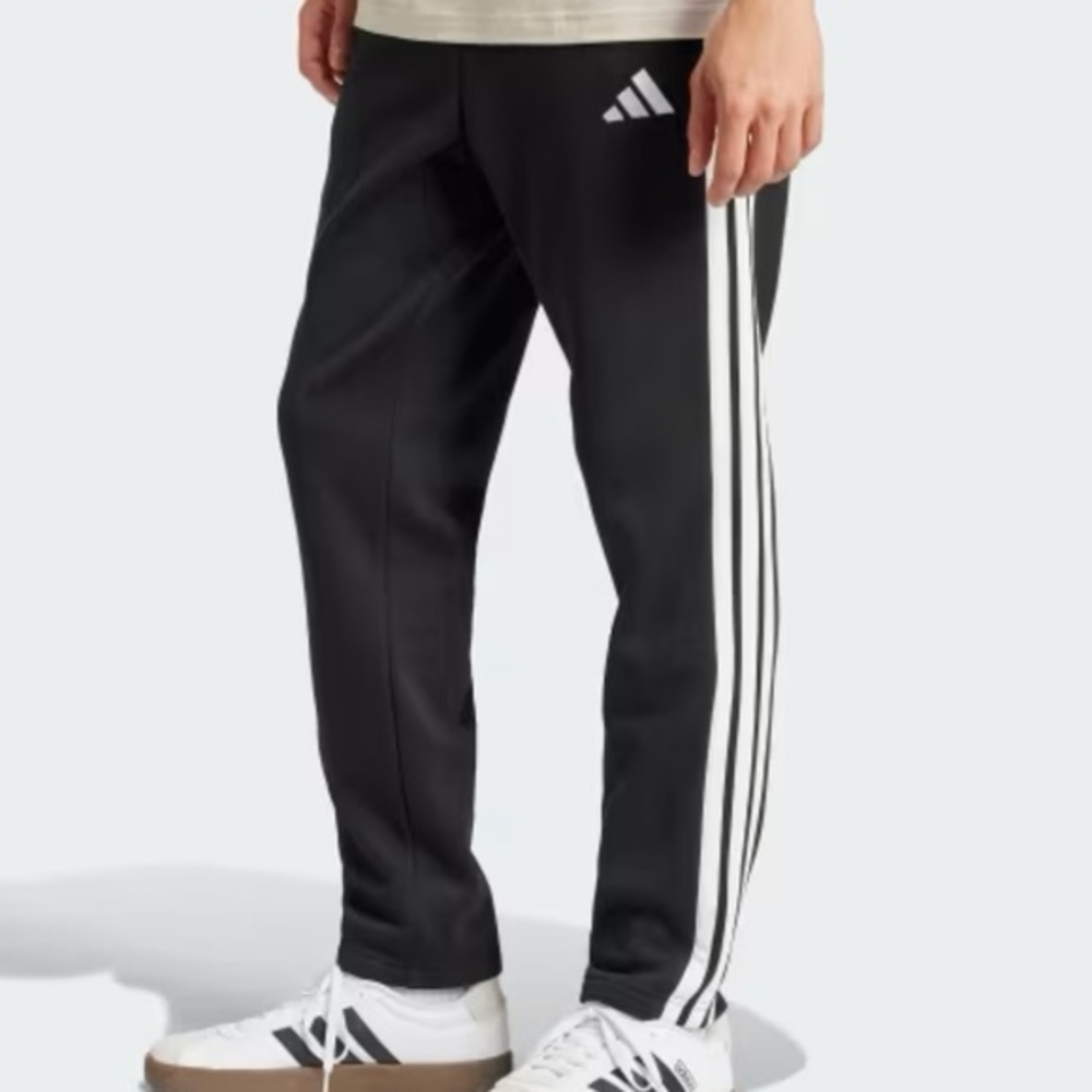 Adidas Black 3-Stripes open hem sweatpants